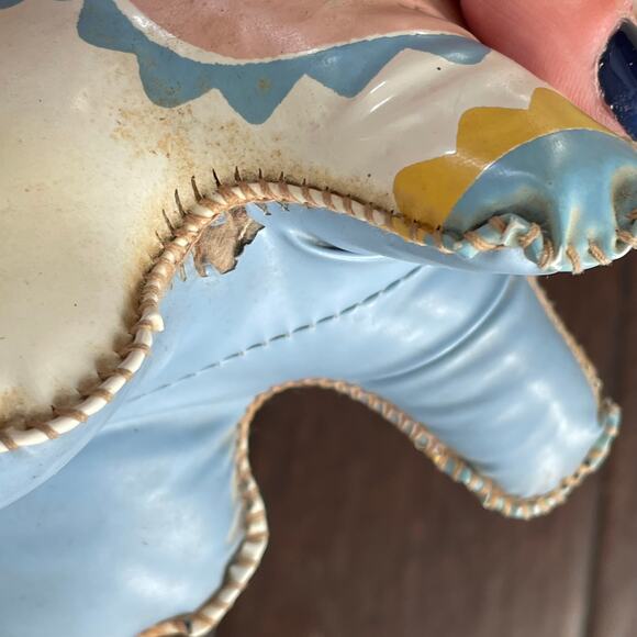 Vintage Oil Cloth Bunny Rabbit MCM Vinyl Carnival Prize Stuffed Toy 1950s Pastel - Picture 12 of 12